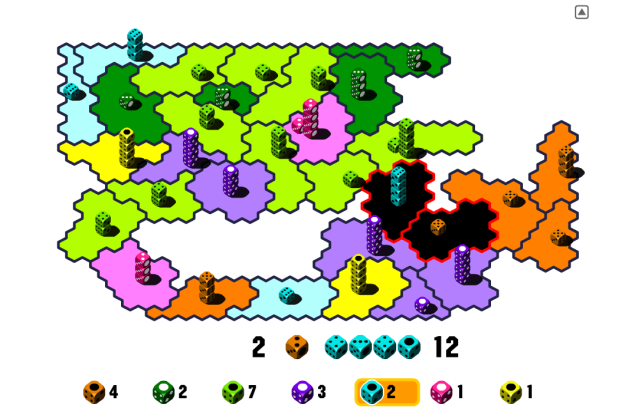Dicewars - La Déviation Tout le principe du jeu de strat en 3 graphismes : c'est là-bas que ça se passe.